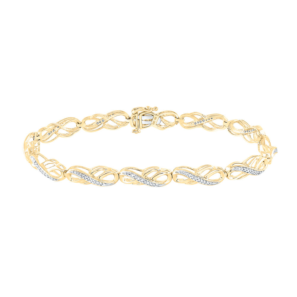 10K Yellow Or White Gold Womens Round Diamond Infinity Bracelet 1/4 Cttw