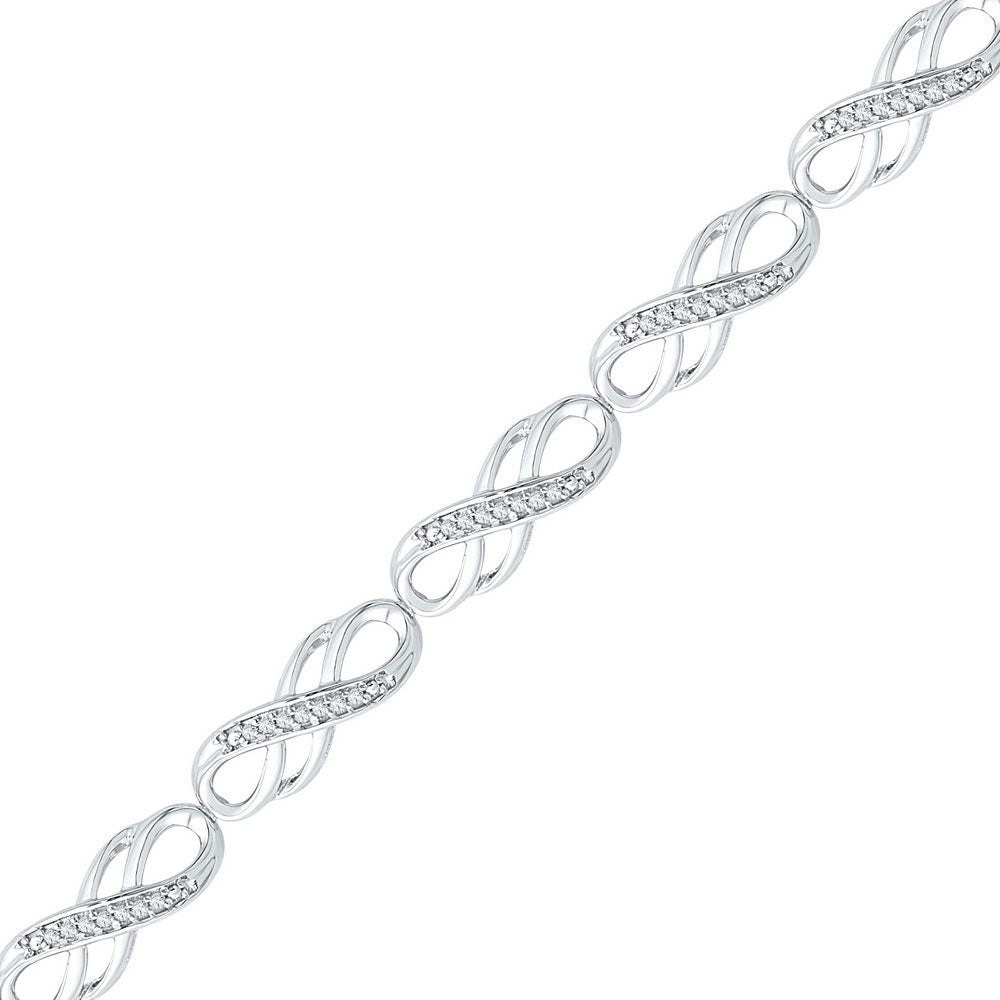 10K Yellow Or White Gold Womens Round Diamond Infinity Bracelet 1/4 Cttw