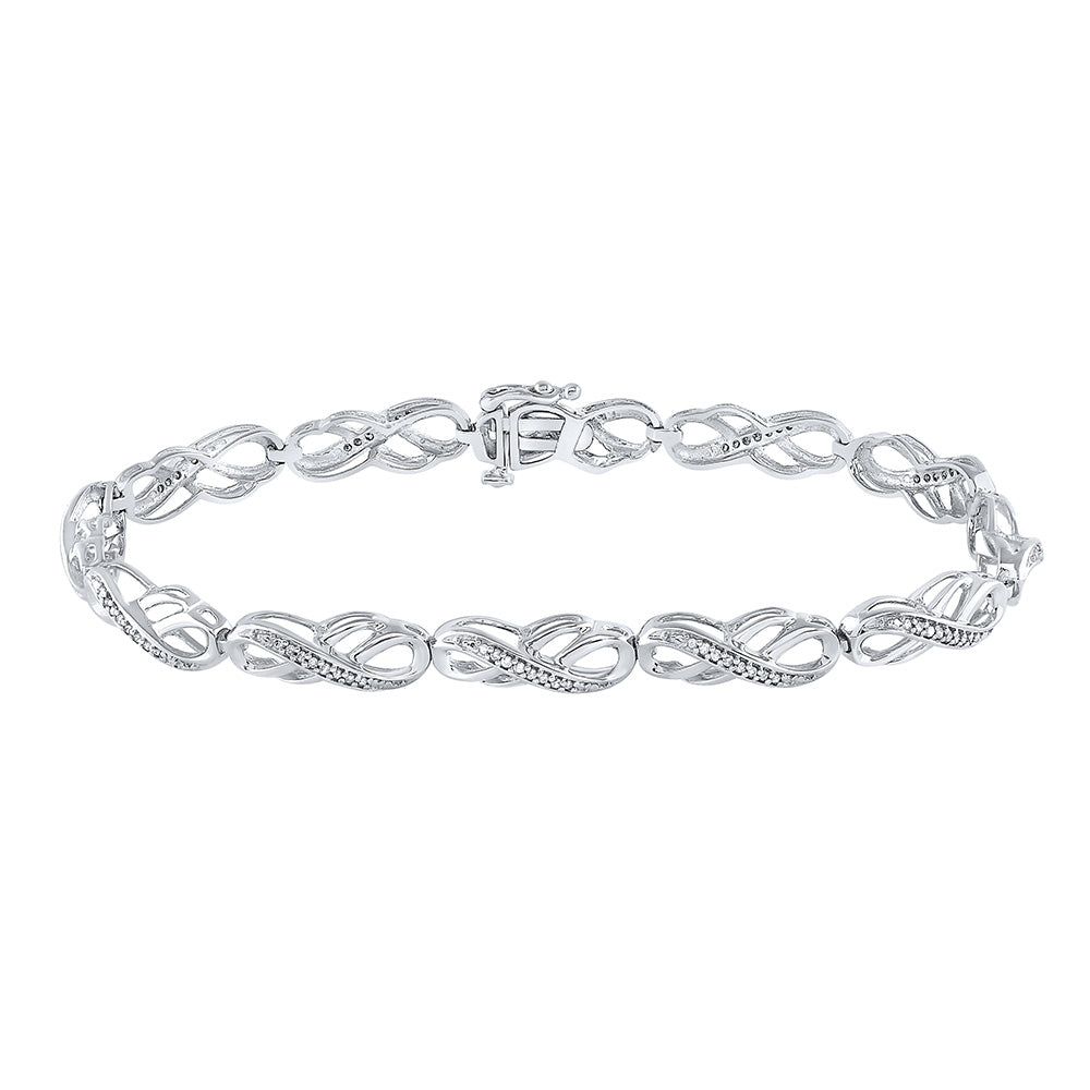 10K Yellow Or White Gold Womens Round Diamond Infinity Bracelet 1/4 Cttw