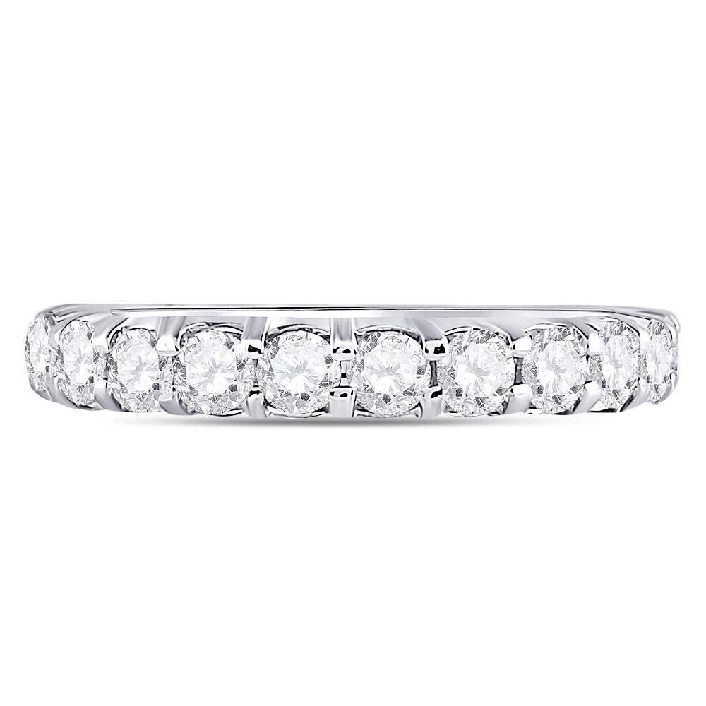 14K White Gold Womens Machine Set Round Diamond Wedding Band 1 Cttw, Womens Size: 5-10