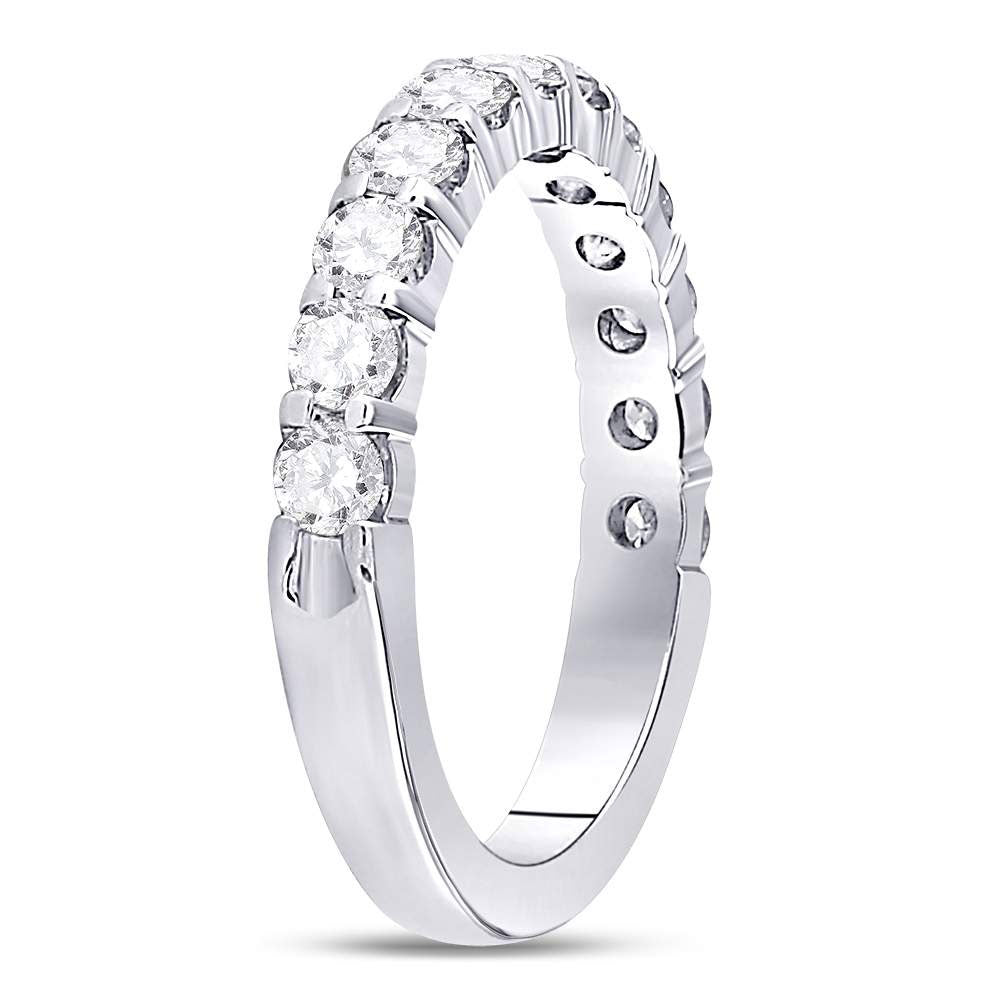 14K White Gold Womens Machine Set Round Diamond Wedding Band 1 Cttw, Womens Size: 5-10