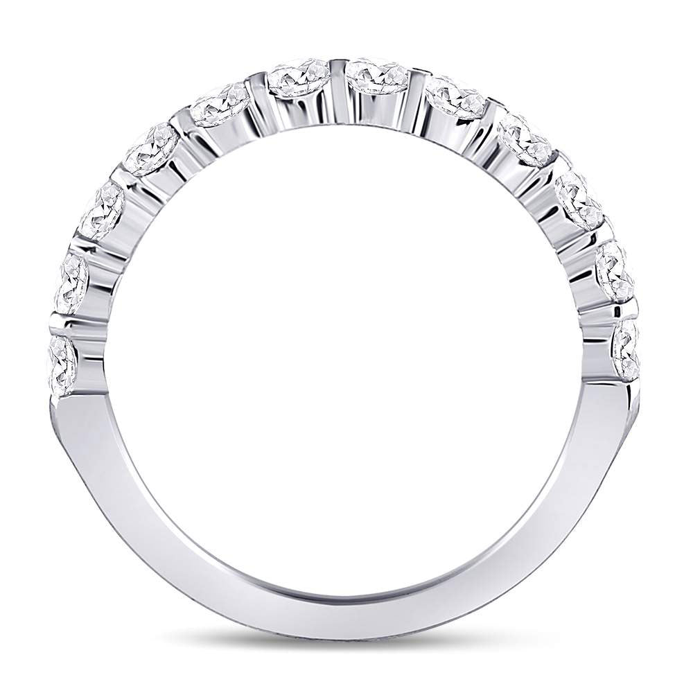 14K White Gold Womens Machine Set Round Diamond Wedding Band 1 Cttw, Womens Size: 5-10