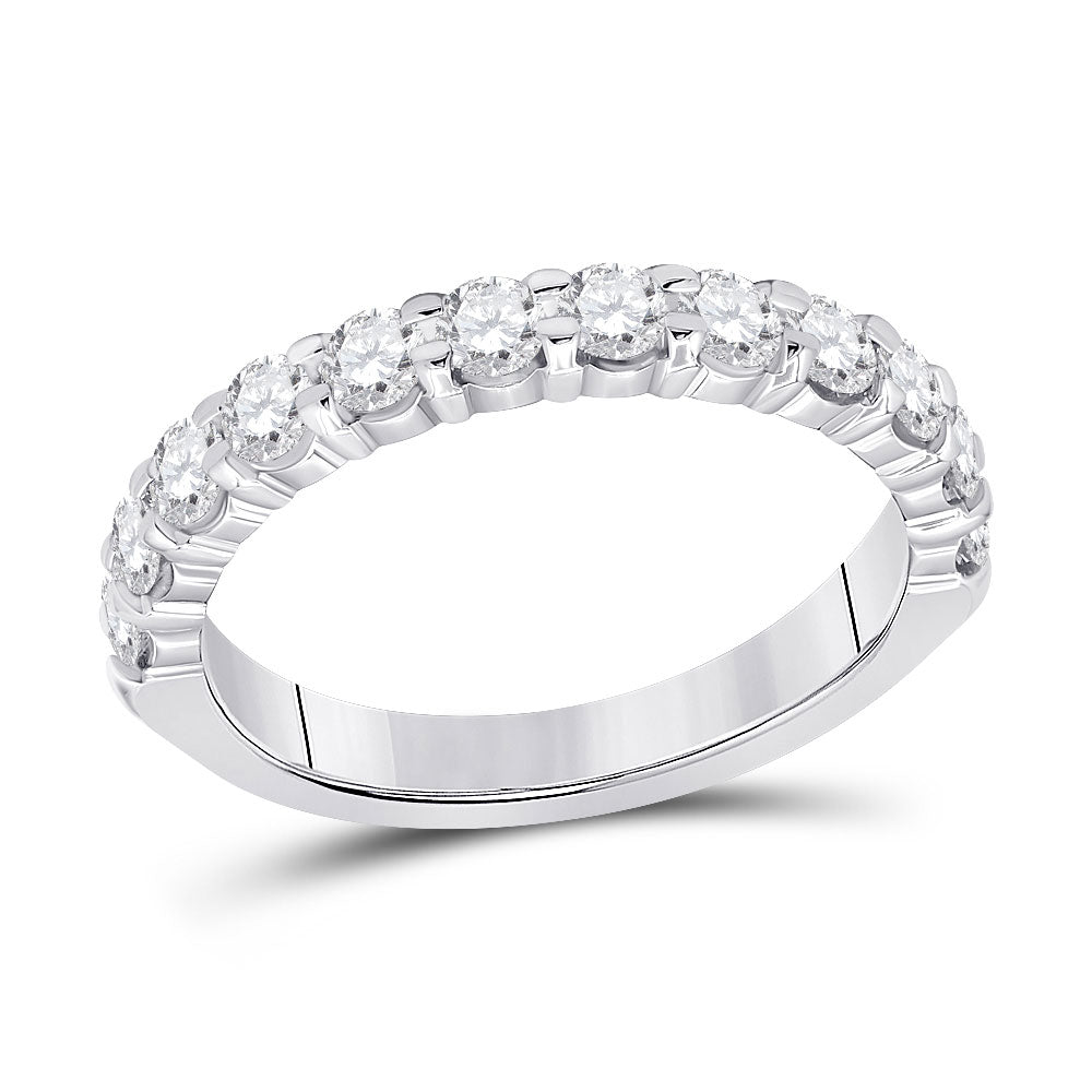 14K White Gold Womens Machine Set Round Diamond Wedding Band 1 Cttw, Womens Size: 5-10