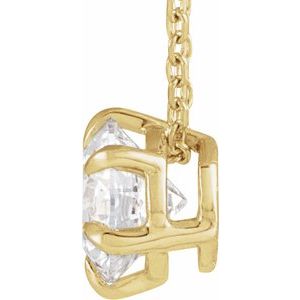 14K Yellow Gold Round 6.5Mm F+ Vs 1 Ct Lab-Grown Diamond Solitaire Necklace, Length: 18 In