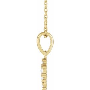 14K Yellow Gold Round 2Mm Ghi Vs/Si1 1/6 Ctw Natural Diamond Rosecut Cross Necklace, Length: 18 In