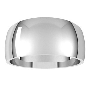 14K White Gold 9 Mm Half Round Tapered Band Size 6