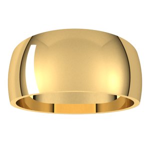 14K Yellow Gold 9 Mm Half Round Tapered Band Size 7