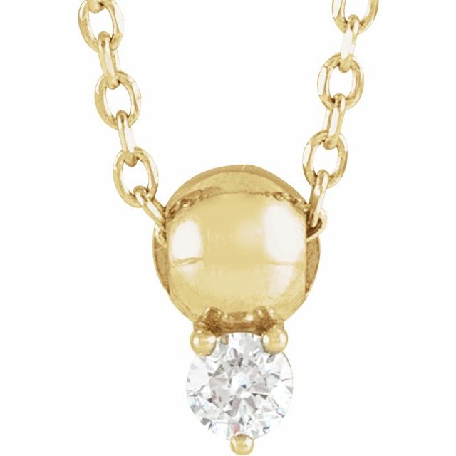 14K White Or Yellow Gold Round 2.5Mm I1, G-H 16-18 In Polished .06 Ct Natural Diamond 3-Prong Half Bead Necklace
