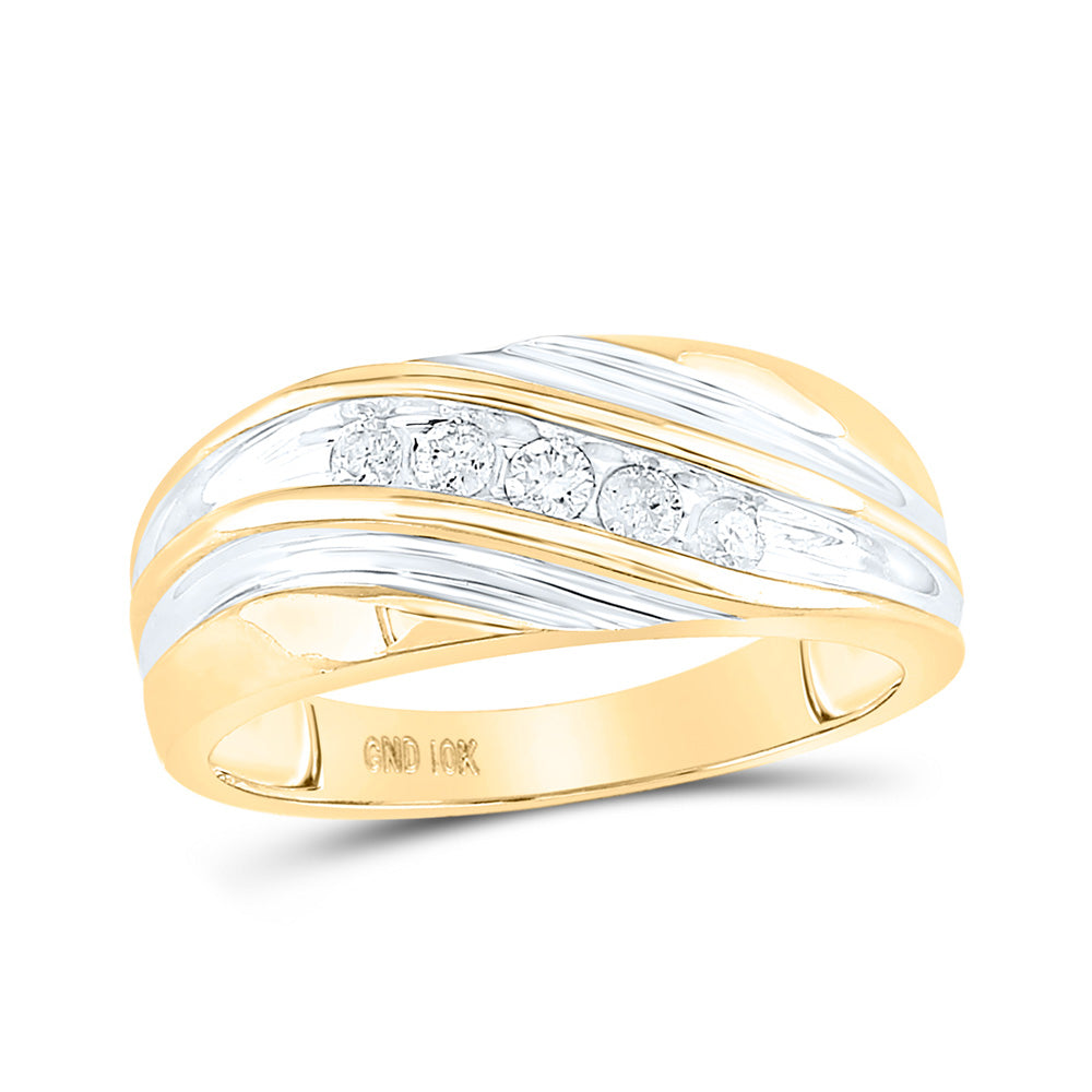 10K Yellow Gold Mens Round Diamond Wedding Band Ring 1/4 Cttw, Mens Size: 7-13