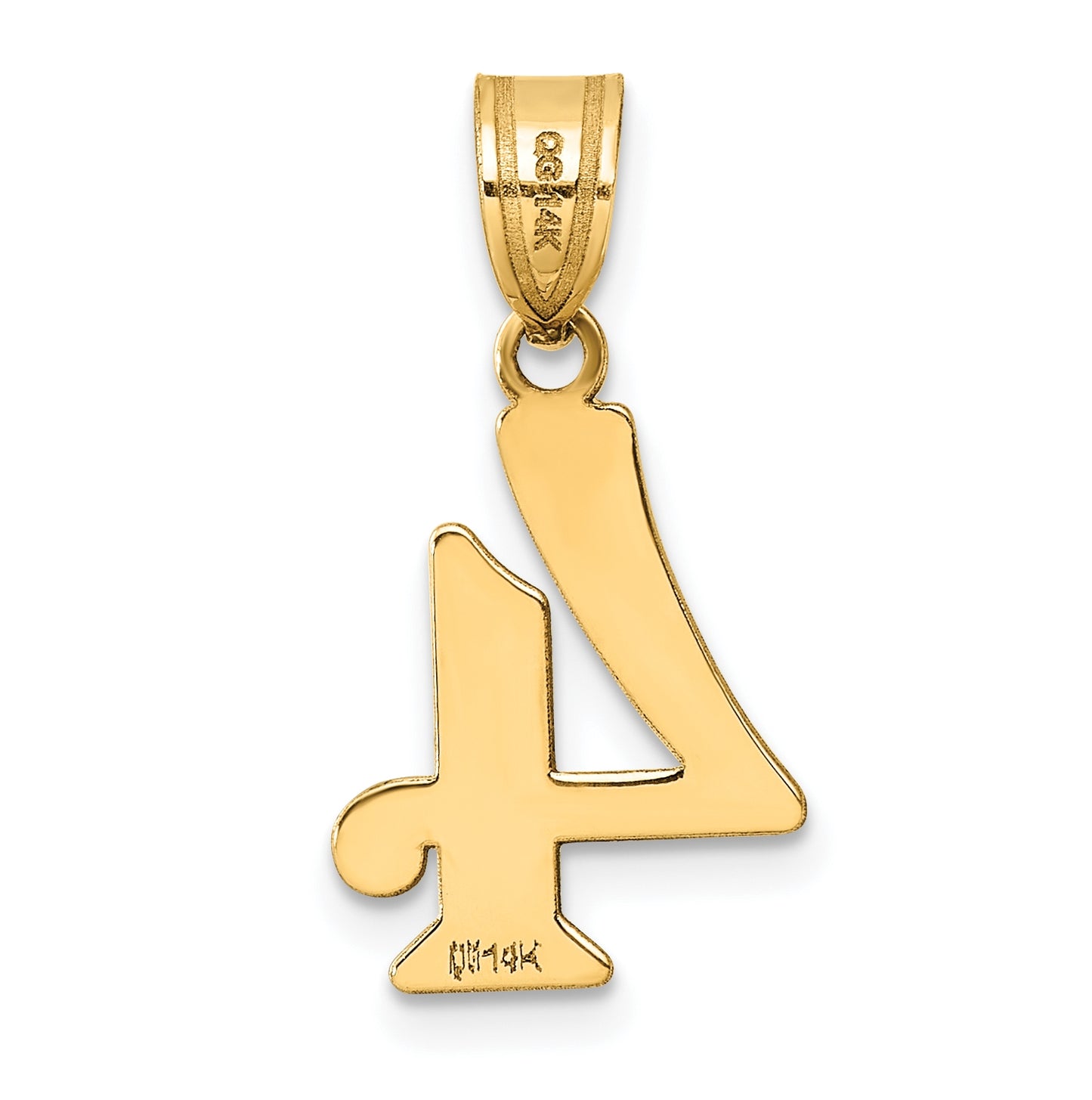14K Yellow Gold Polished Number 4 Pendant