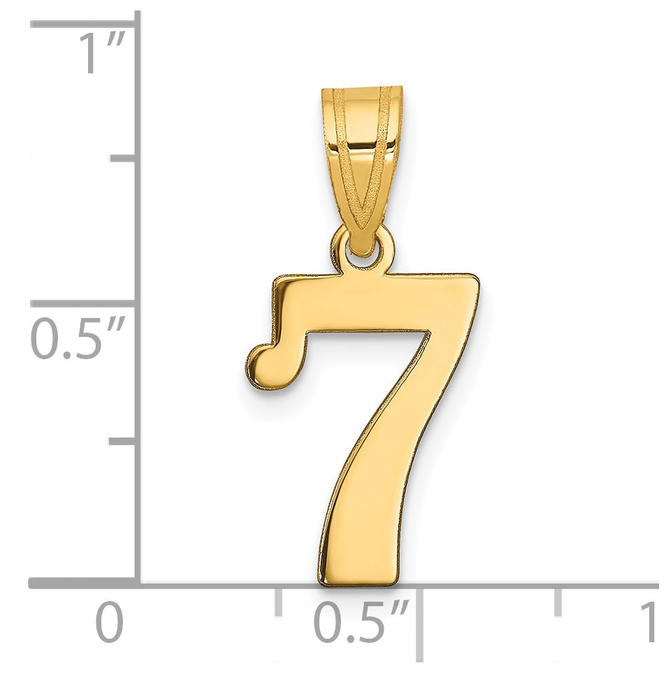 14K Yellow Gold Polished Number 7 Pendant