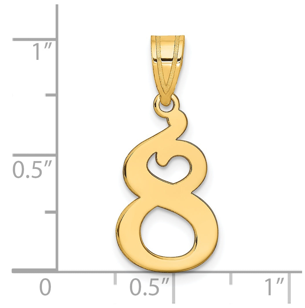 14K Yellow Gold Polished Number 8 Pendant