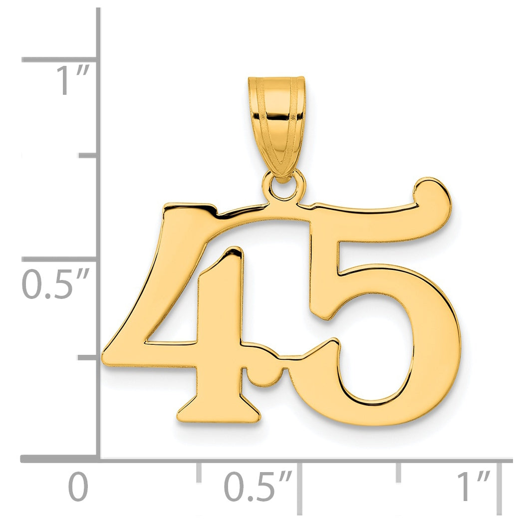 14K Yellow Gold Polished Number 45 Pendant