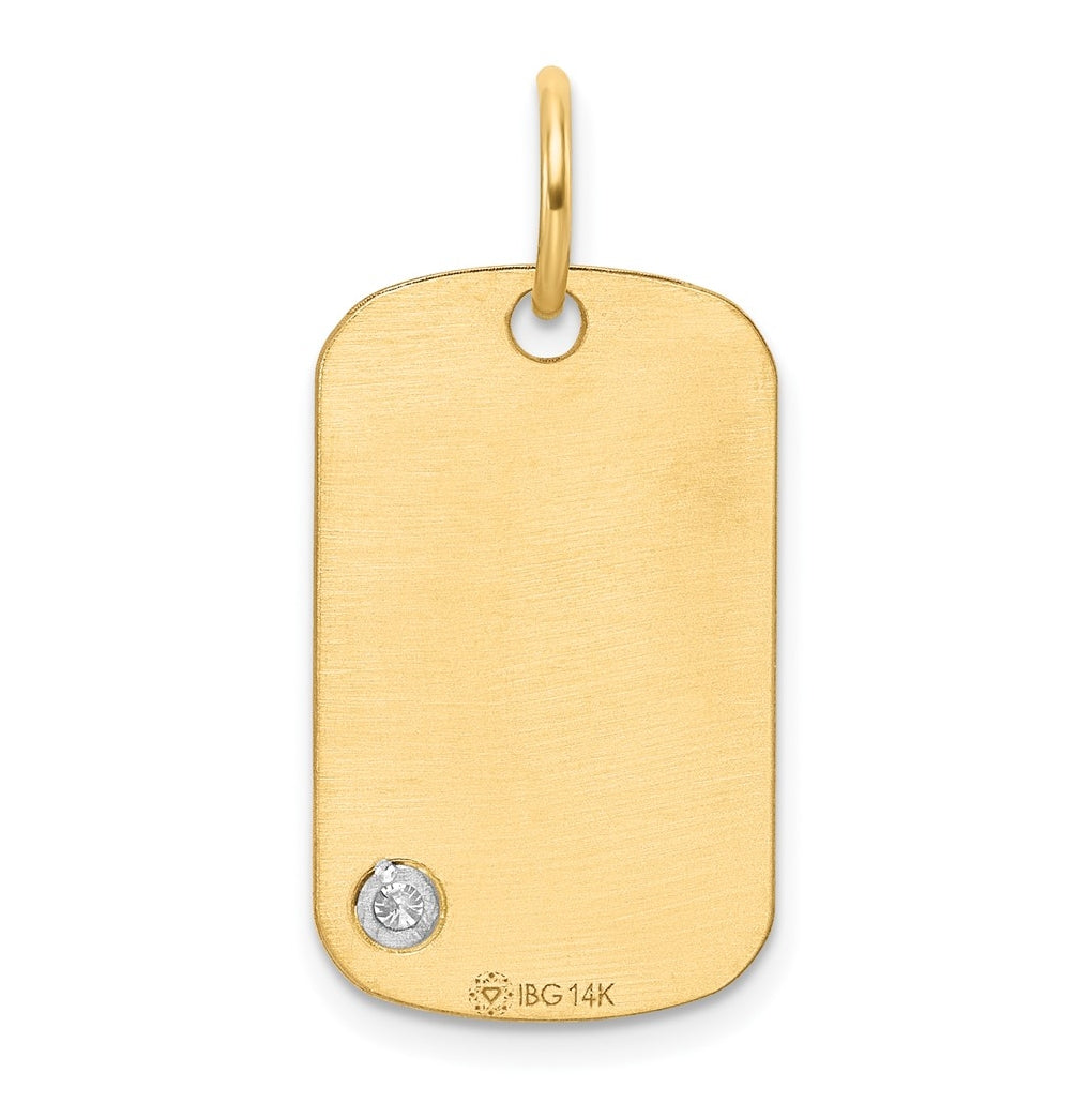 14K Two-tone IBGoodman Polish Lab Grown Diamond Dogtag Pendant