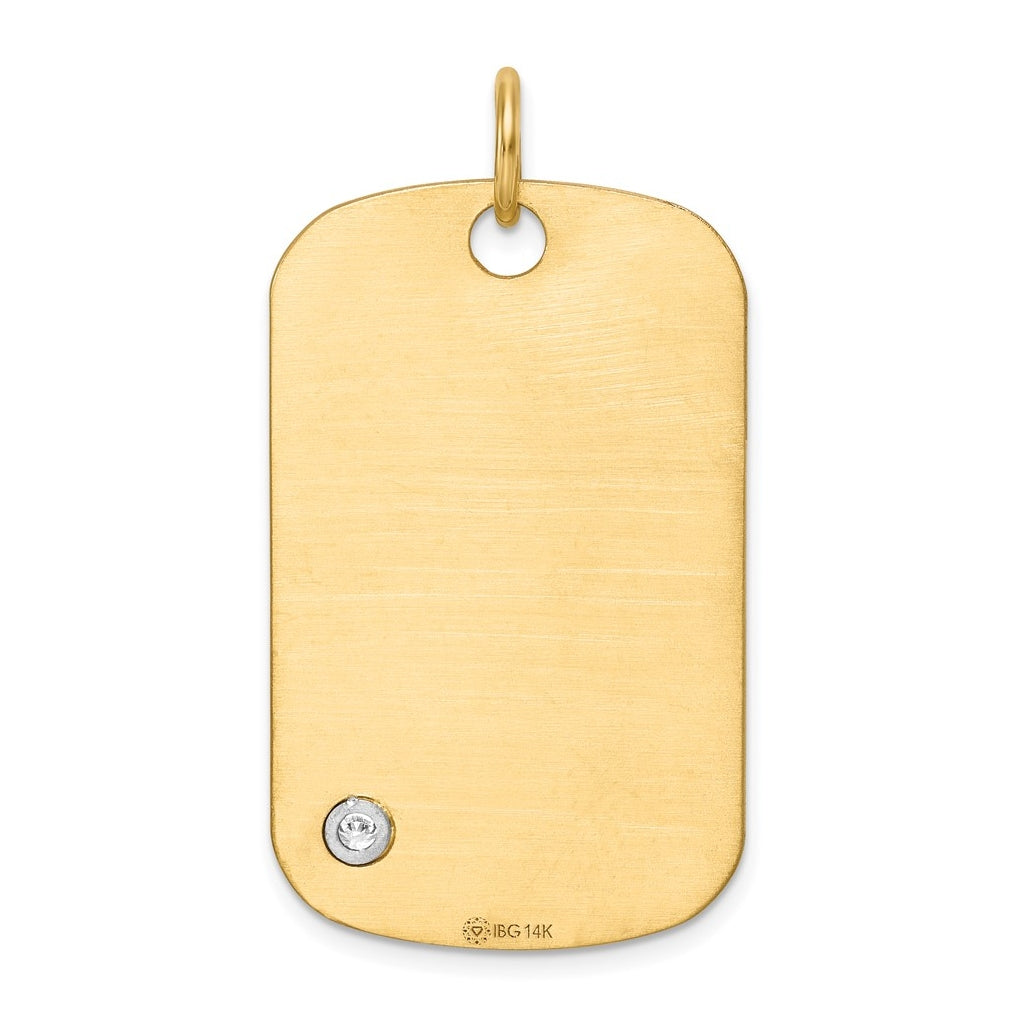 14K Two-tone IBGoodman Polish Lab Grown Diamond Dogtag Pendant
