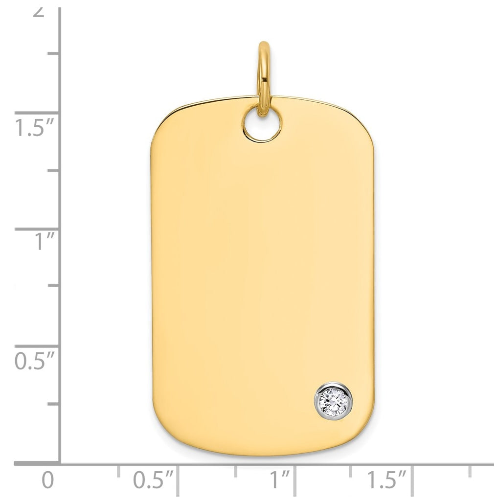14K Two-tone IBGoodman Polish Lab Grown Diamond Dogtag Pendant