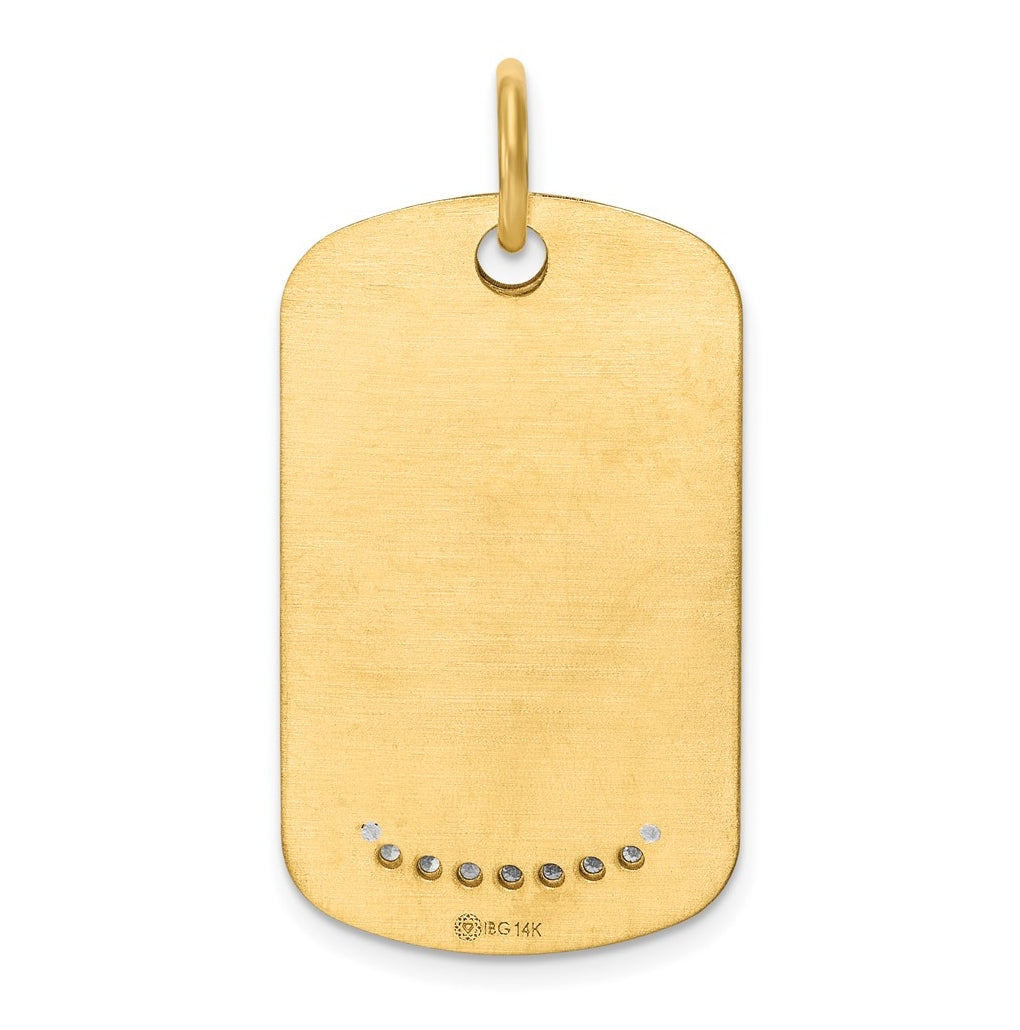 14k Two-Tone Gold IBGoodman Polish Two-piece Lab Grown Diamond Dogtag Pendant