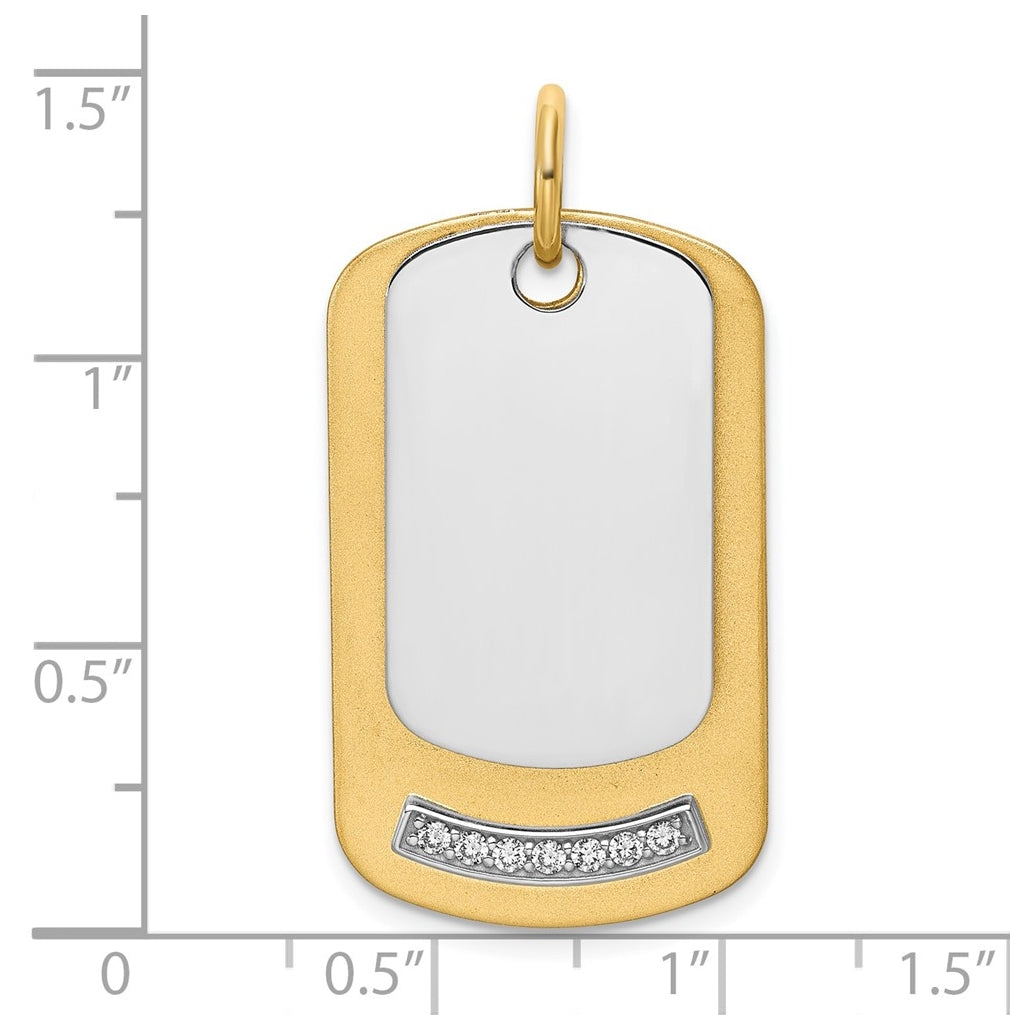 14k Two-Tone Gold IBGoodman Polish Two-piece Lab Grown Diamond Dogtag Pendant