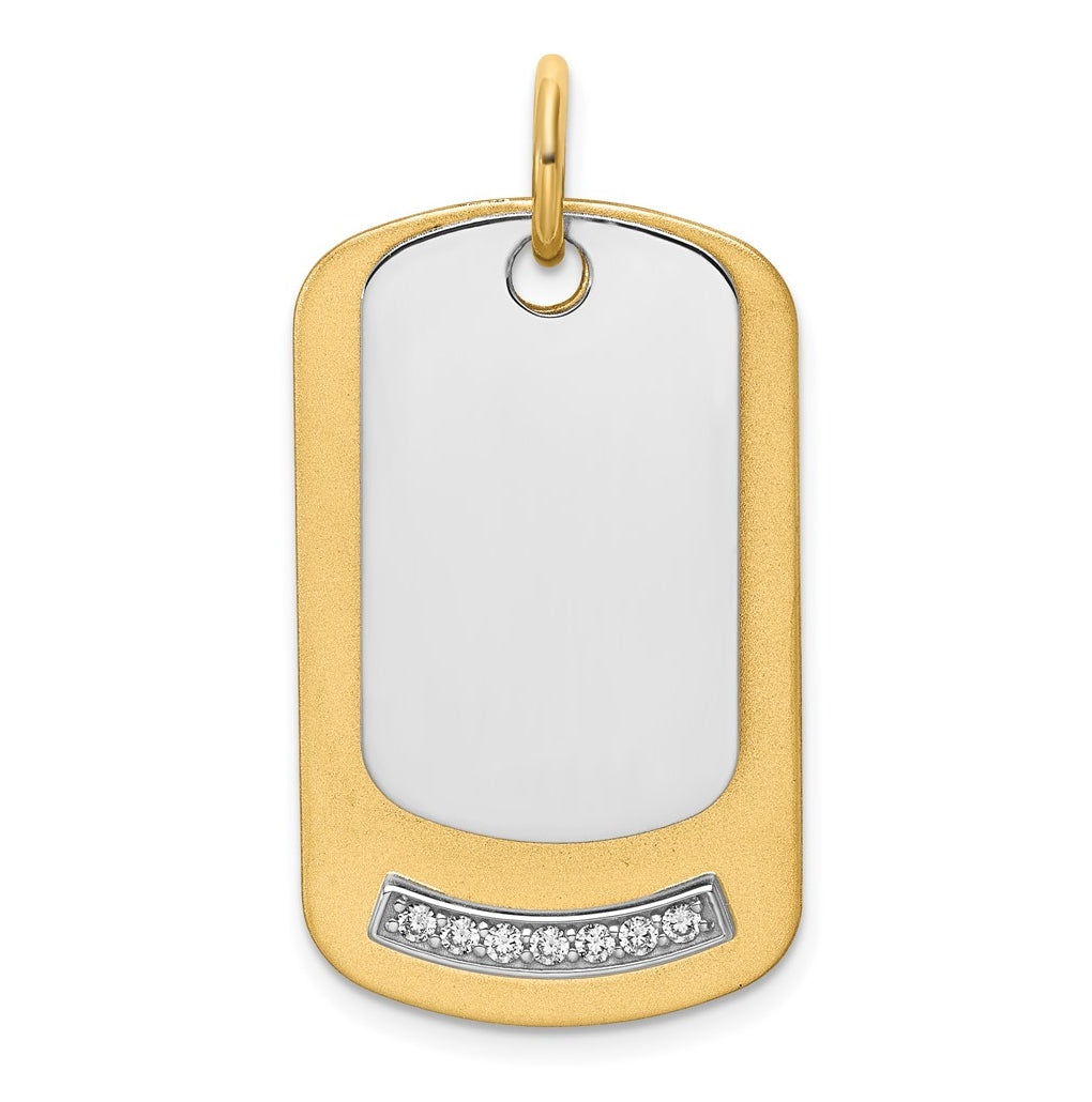 14k Two-Tone Gold IBGoodman Polish Two-piece Lab Grown Diamond Dogtag Pendant