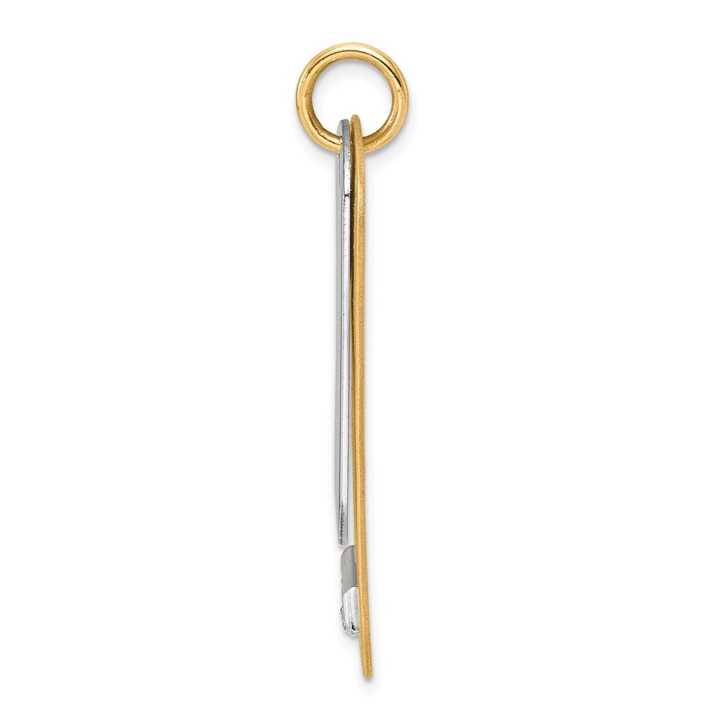 14k Two-Tone Gold IBGoodman Polish Two-piece Lab Grown Diamond Dogtag Pendant