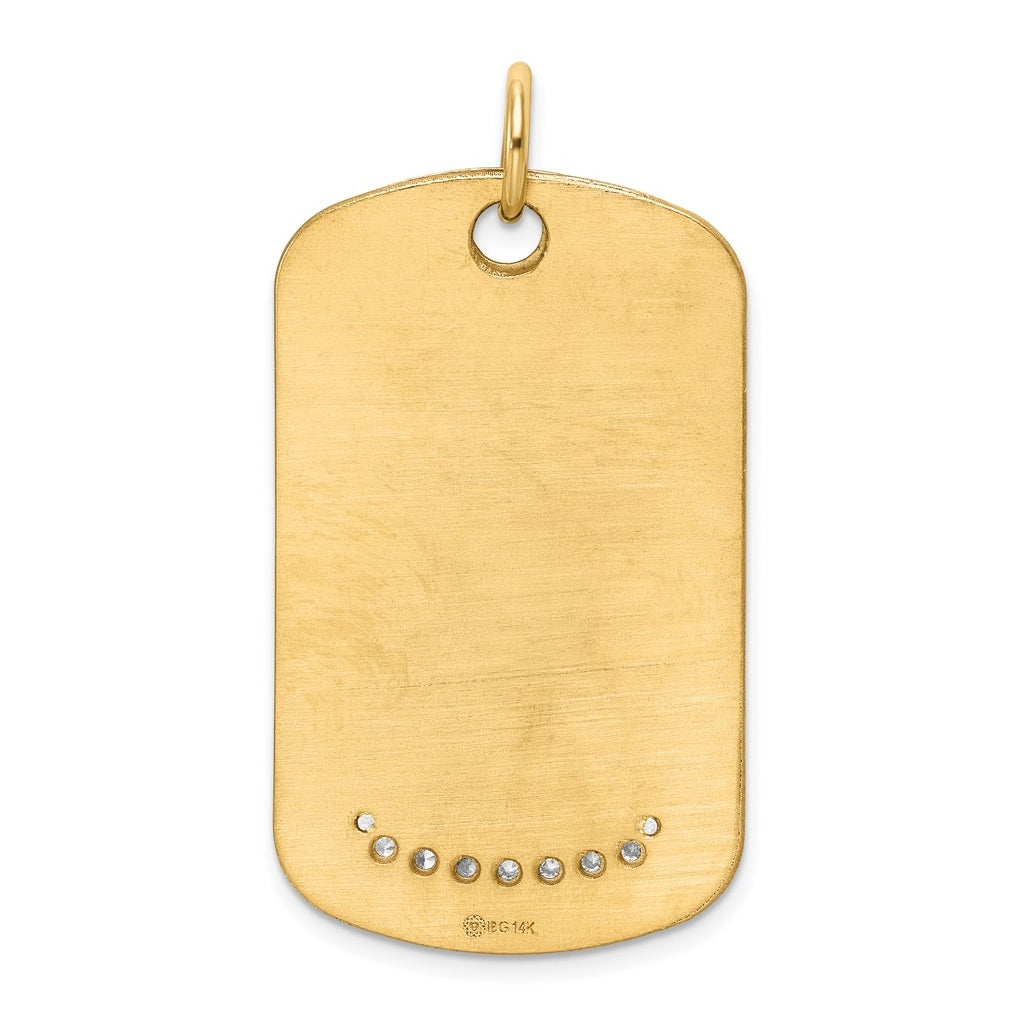 14k Two-Tone Gold IBGoodman Polish Two-piece Lab Grown Diamond Dogtag Pendant