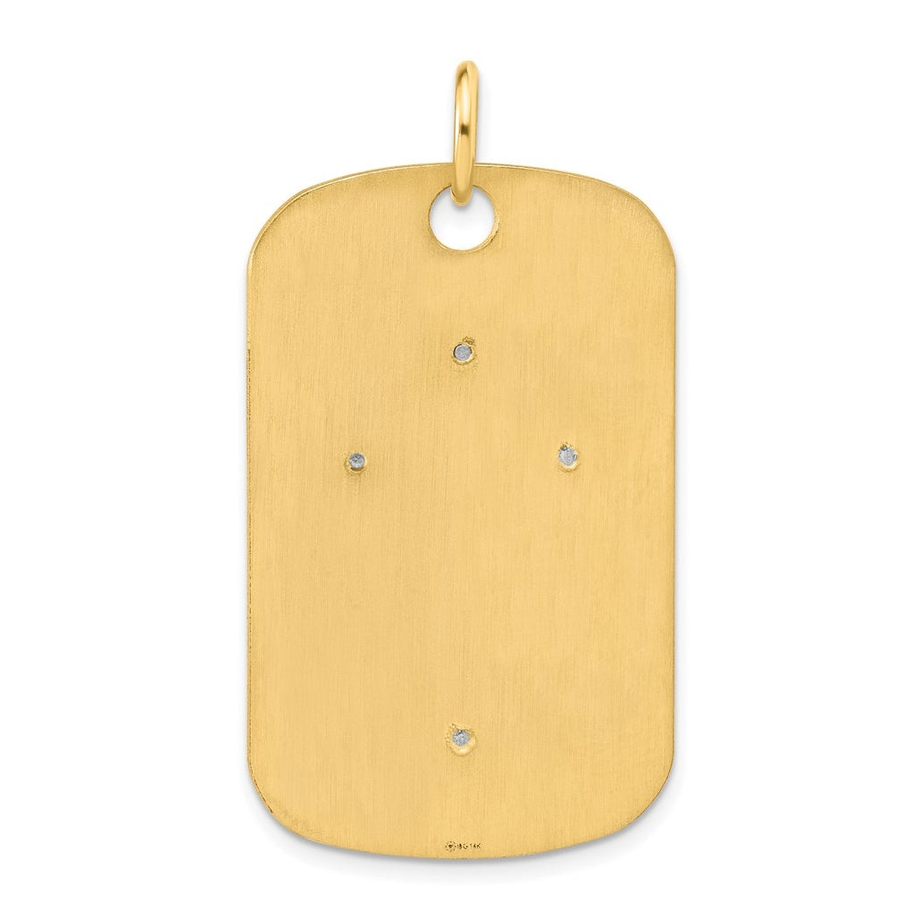 14k Two-Tone Gold IBGoodman Polish Lab Grown Diamond Cross Dogtag Pendant