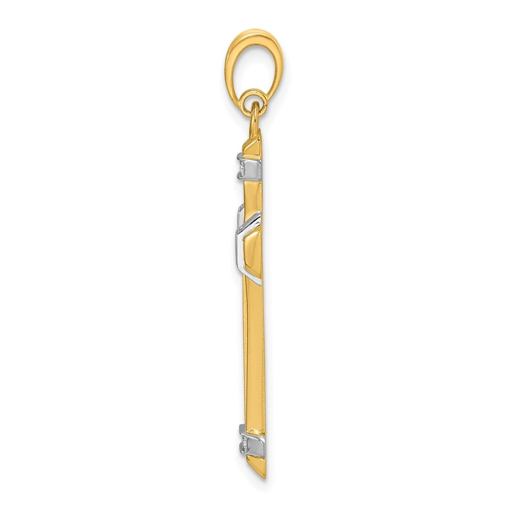 14K Two-tone IBGoodman Polished Cut Out Diamond Cross Pendant