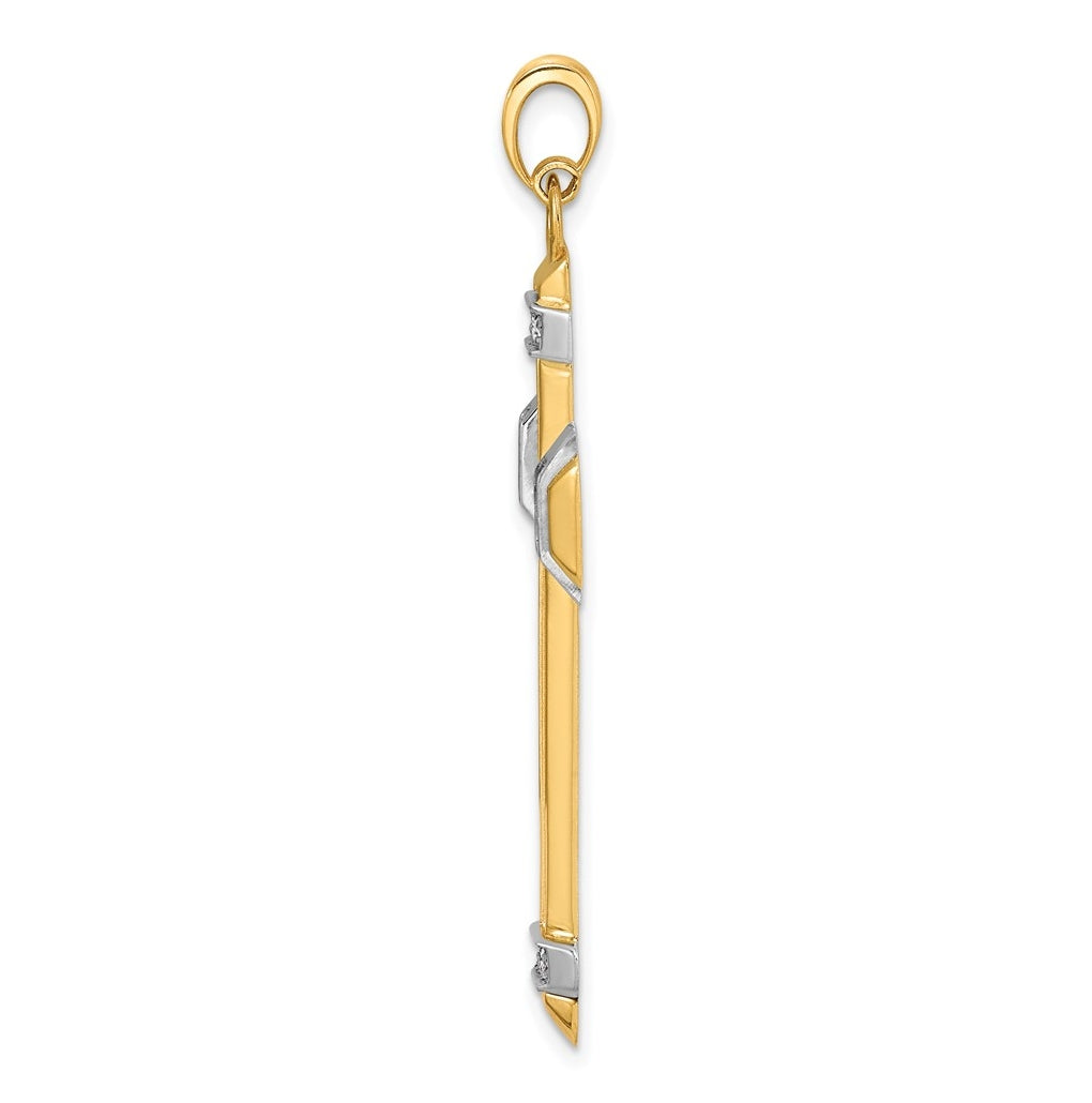14K Two-tone IBGoodman Polished Cut Out Diamond Cross Pendant