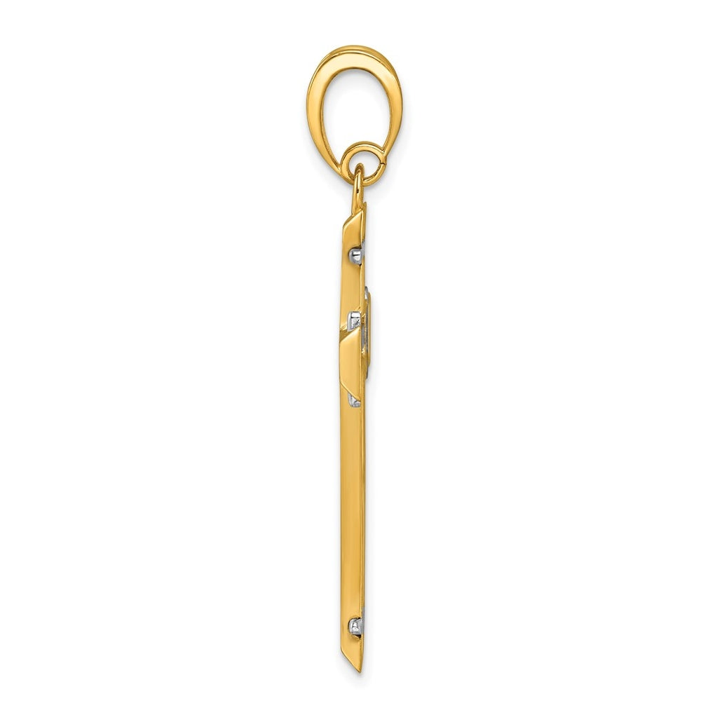 14K Two-tone IBGoodman Polished Open Center Cross Pendant
