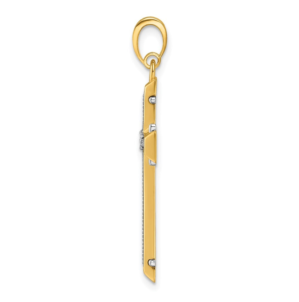 14K Two-tone IBGoodman Polished Lab Grown Diamond Cross Pendant