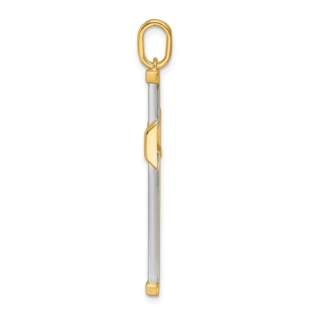 14K Two-tone IBGoodman Polished Cross Pendant