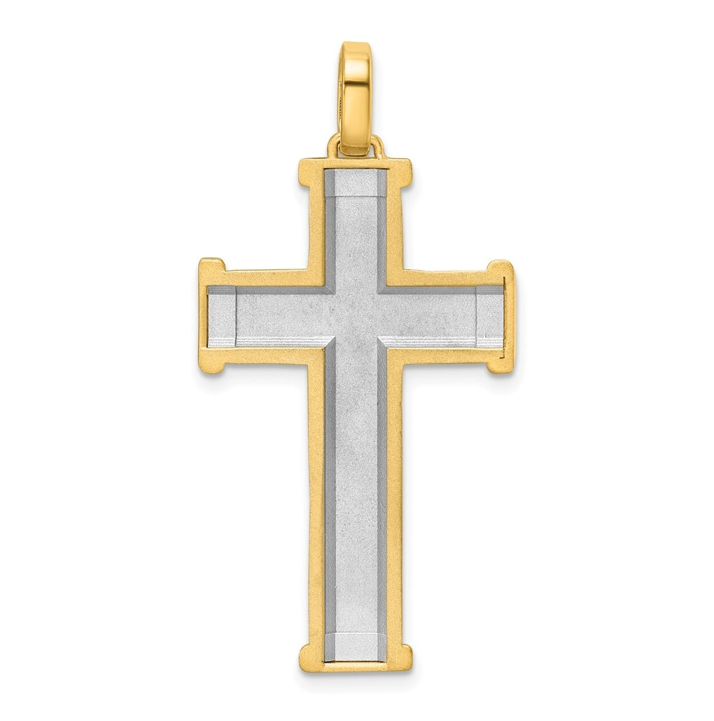 14K Two-tone IBGoodman Polished Cross Pendant