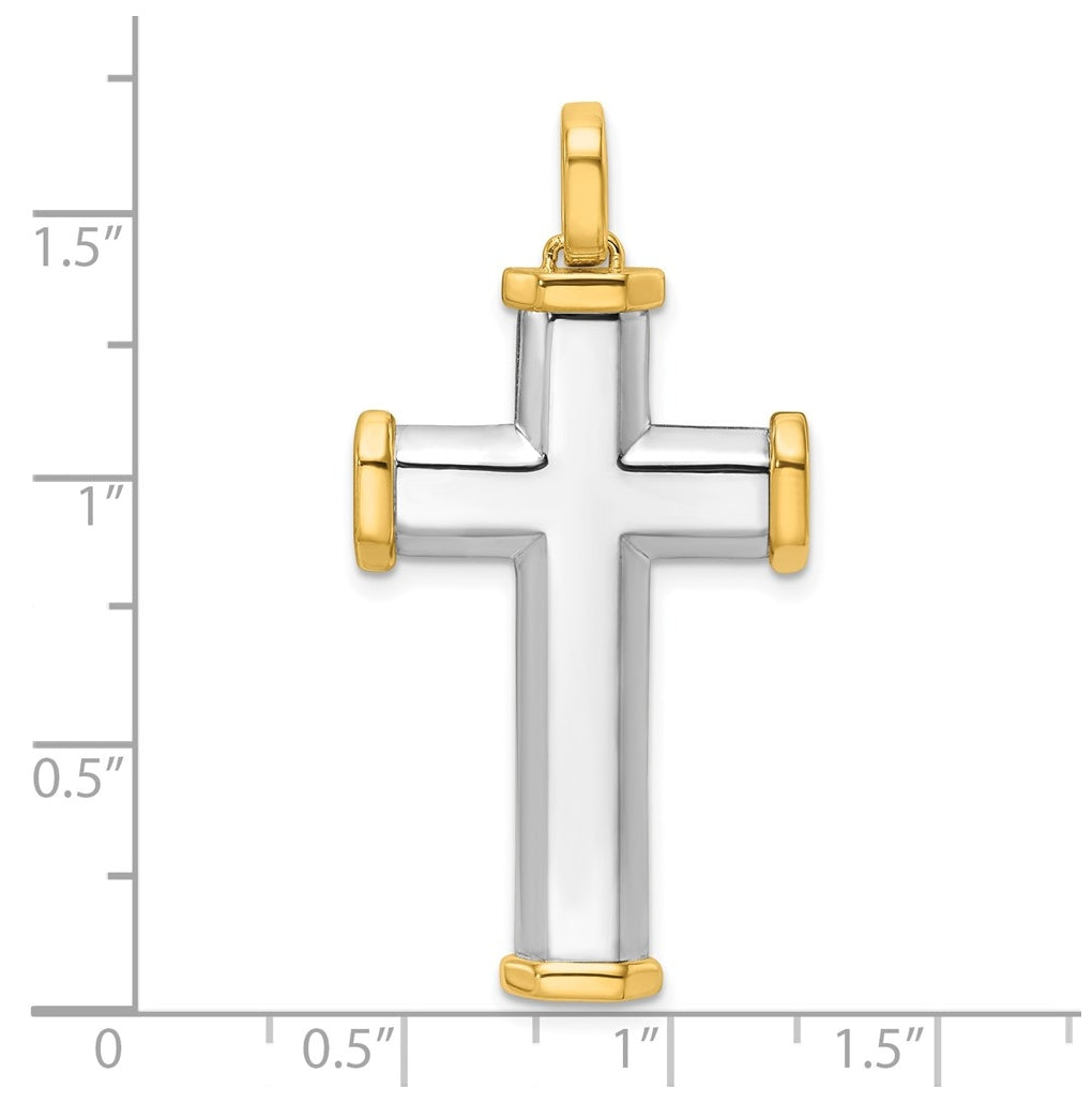 14K Two-tone IBGoodman Polished Cross Pendant