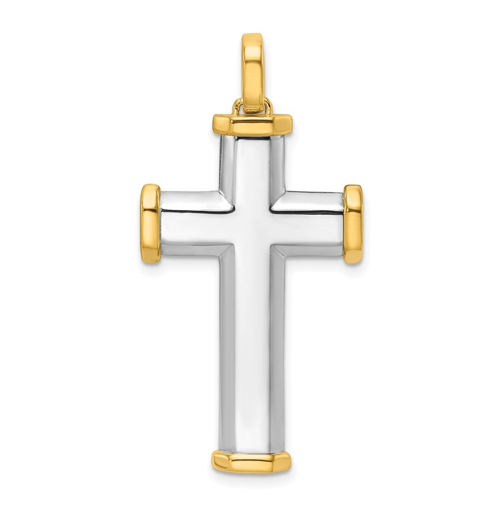 14K Two-tone IBGoodman Polished Cross Pendant