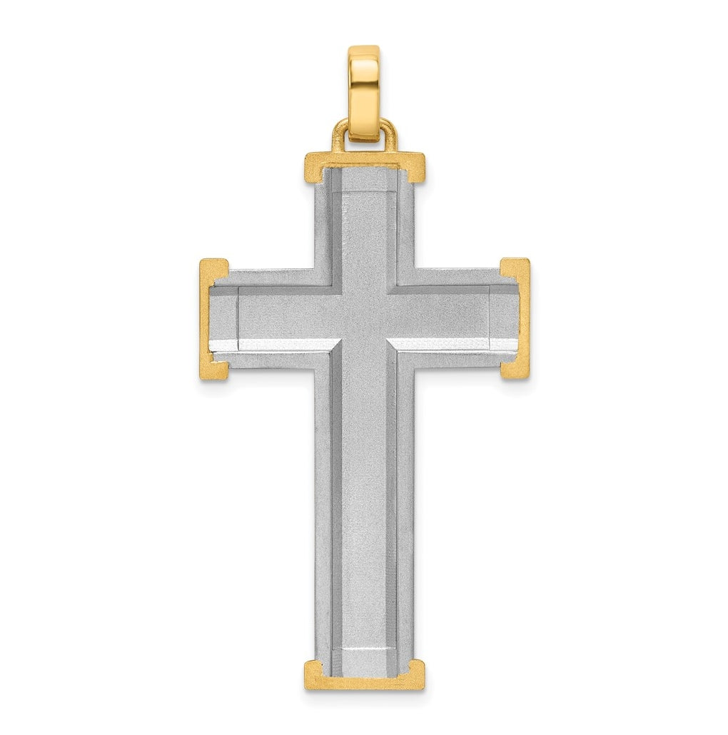 14K Two-tone IBGoodman Polished Cross Pendant