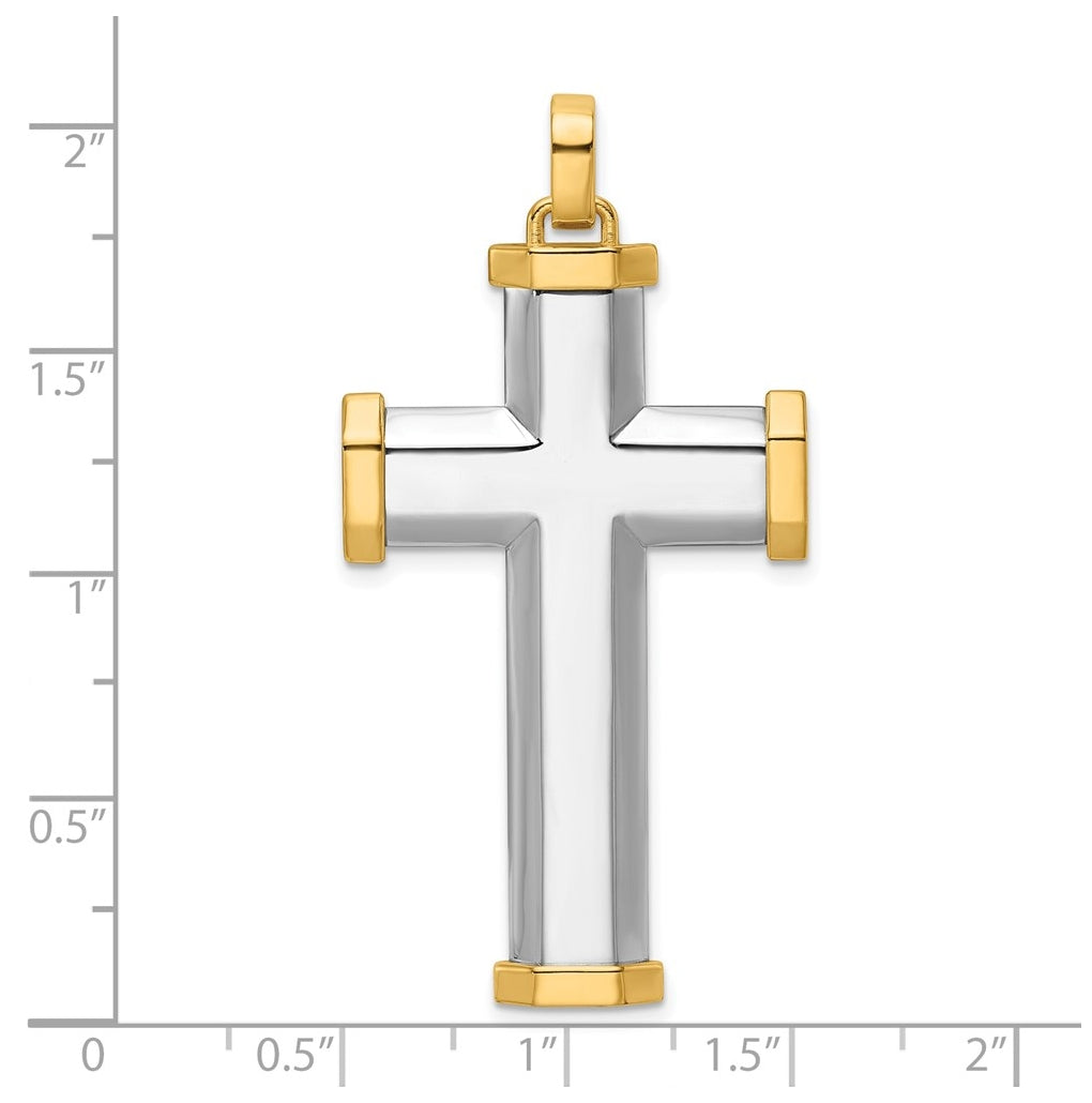 14K Two-tone IBGoodman Polished Cross Pendant