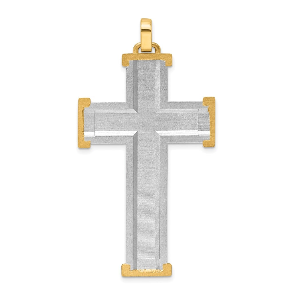 14K Two-tone IBGoodman Polished Cross Pendant
