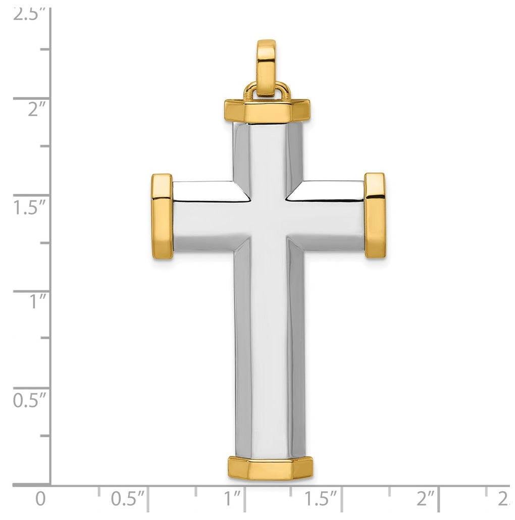 14K Two-tone IBGoodman Polished Cross Pendant