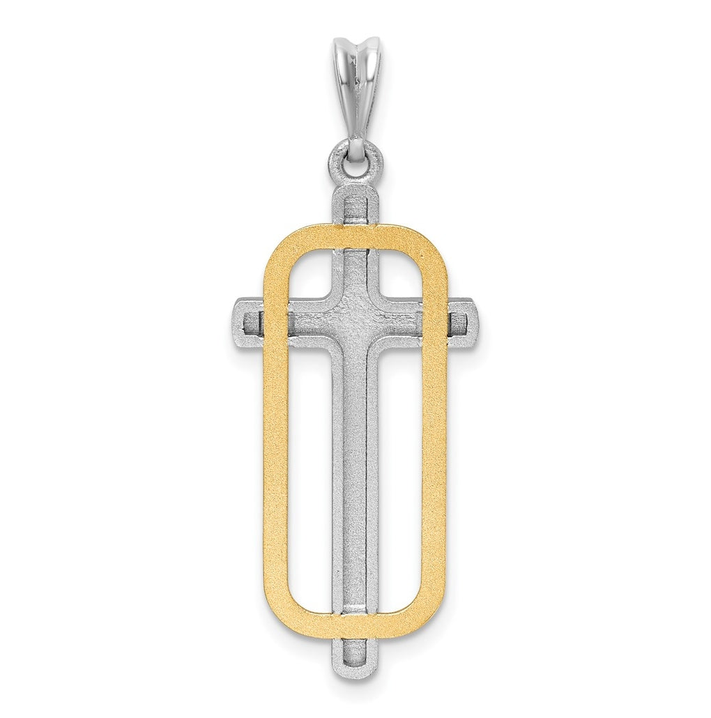 14K Two-tone IBGoodman Polished Cross Pendant