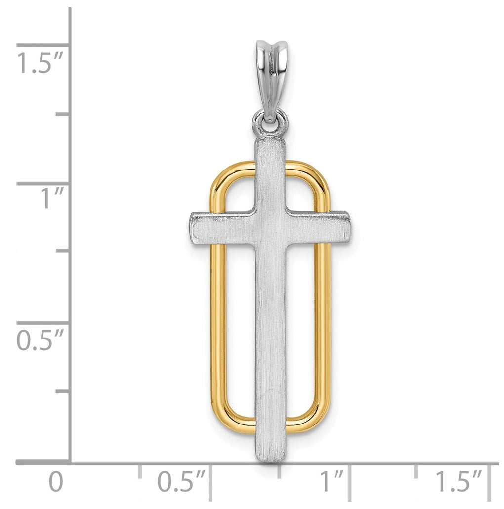 14K Two-tone IBGoodman Polished Cross Pendant