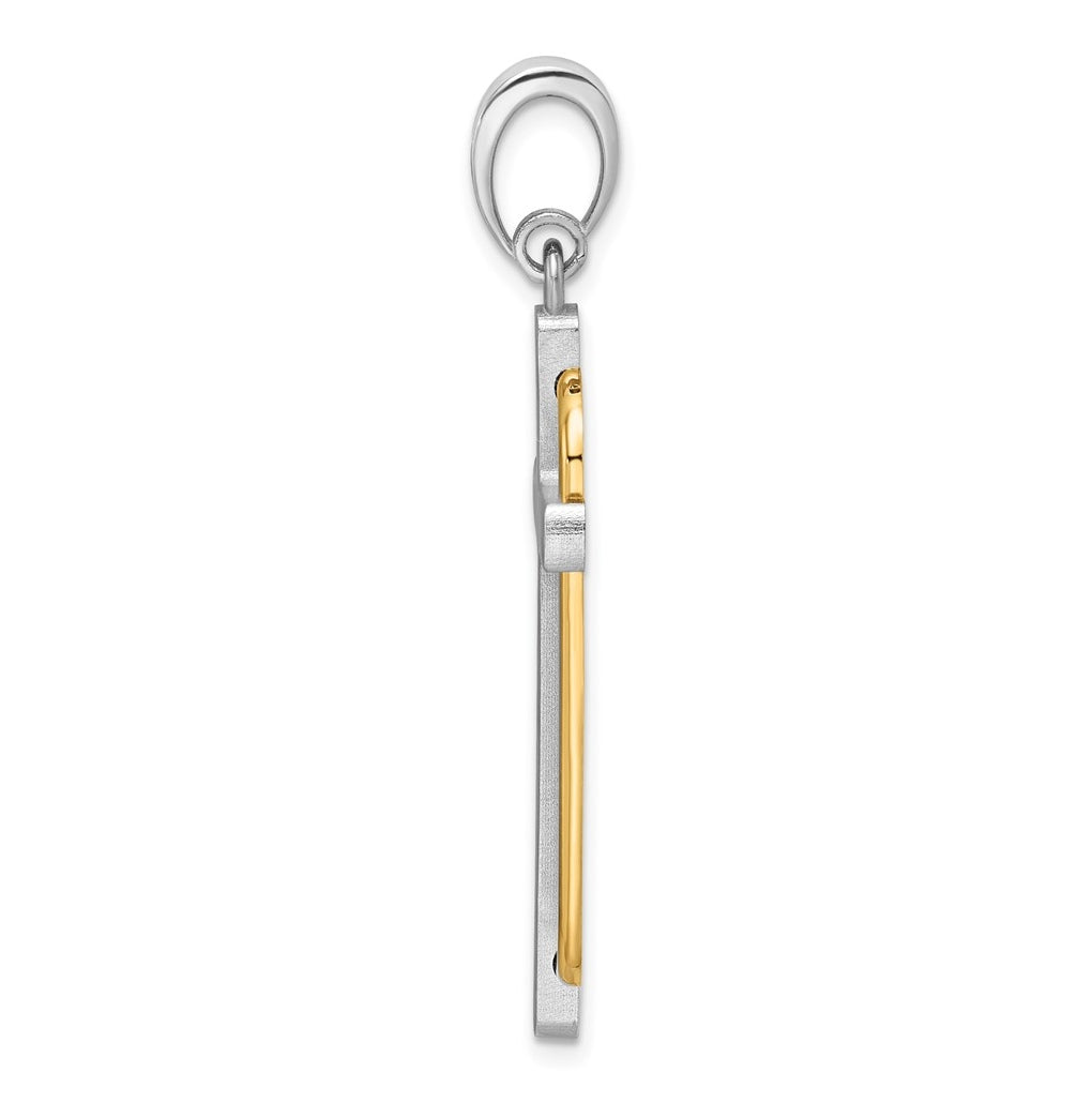 14K Two-tone IBGoodman Polished Cross Pendant