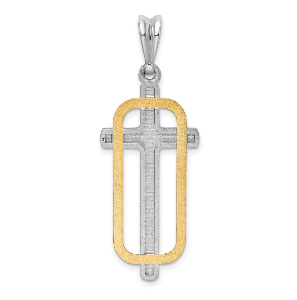 14K Two-tone IBGoodman Polished Cross Pendant