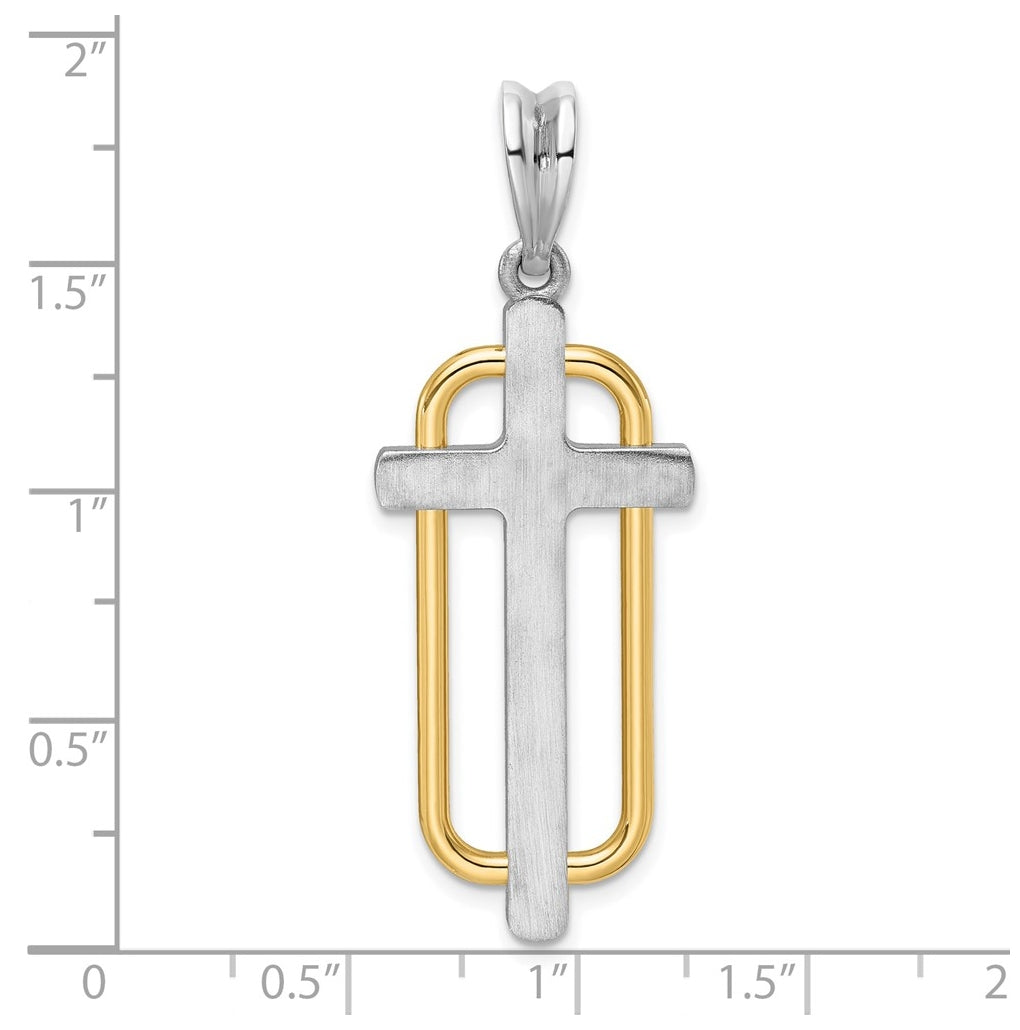 14K Two-tone IBGoodman Polished Cross Pendant