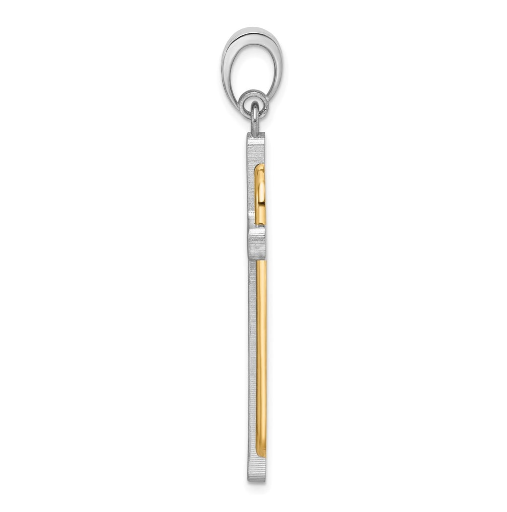 14K Two-tone IBGoodman Polished Cross Pendant