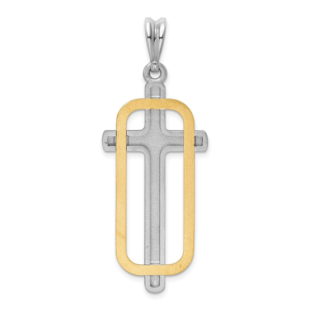 14K Two-tone IBGoodman Polished Cross Pendant