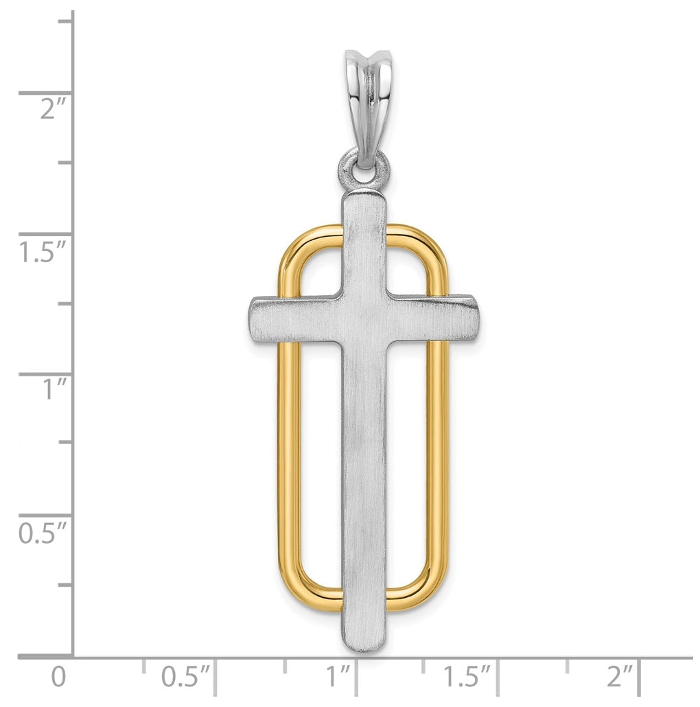 14K Two-tone IBGoodman Polished Cross Pendant