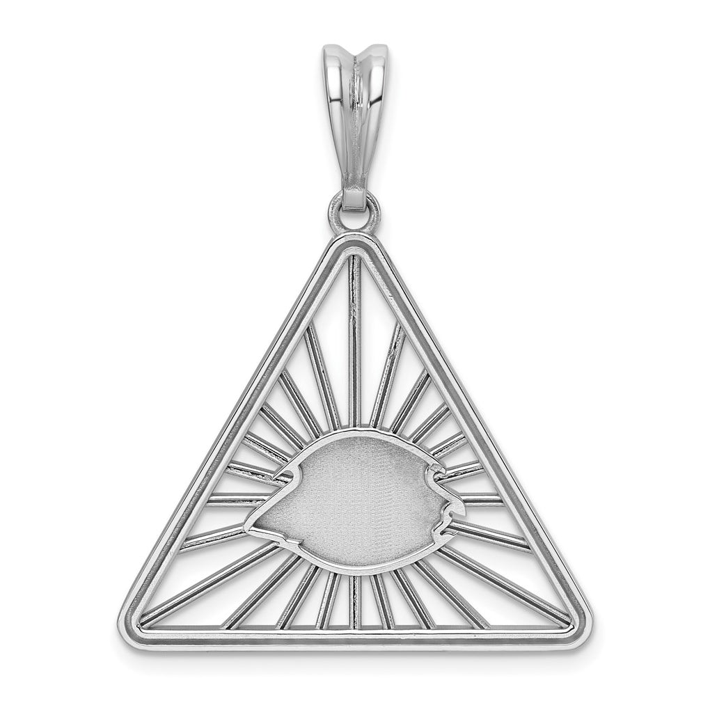 14K White Gold IBG Polished Masonic Eye Triangle Pendant