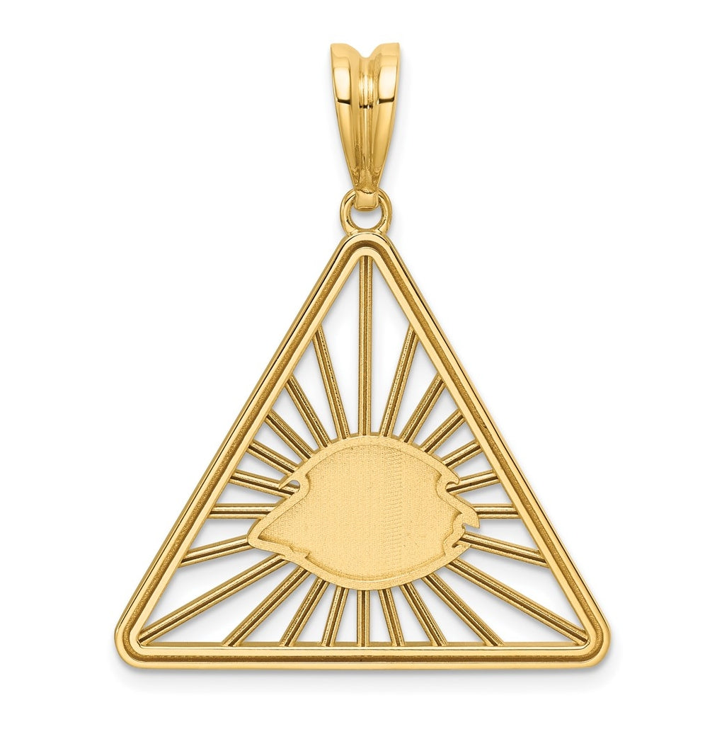 14k Yellow Gold IBGoodman Polished Masonic Eye Triangle Pendant