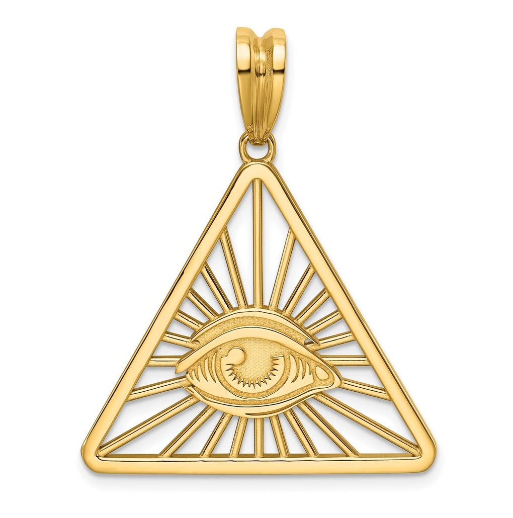 14k Yellow Gold IBGoodman Polished Masonic Eye Triangle Pendant