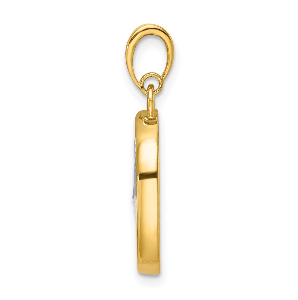 14K Two-tone IBGoodman Polished Square Masonic Sun Pendant